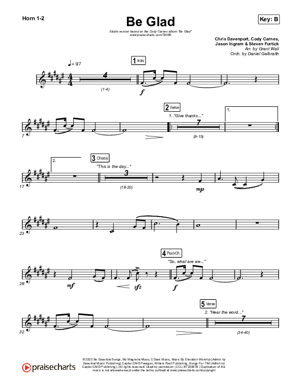 Be Glad Brass Pack (Cody Carnes)