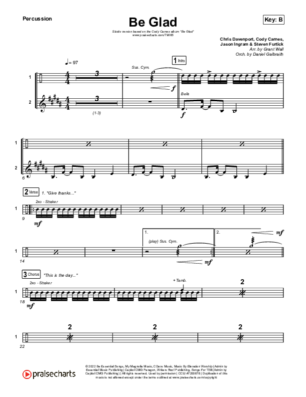 Be Glad Percussion (Cody Carnes)