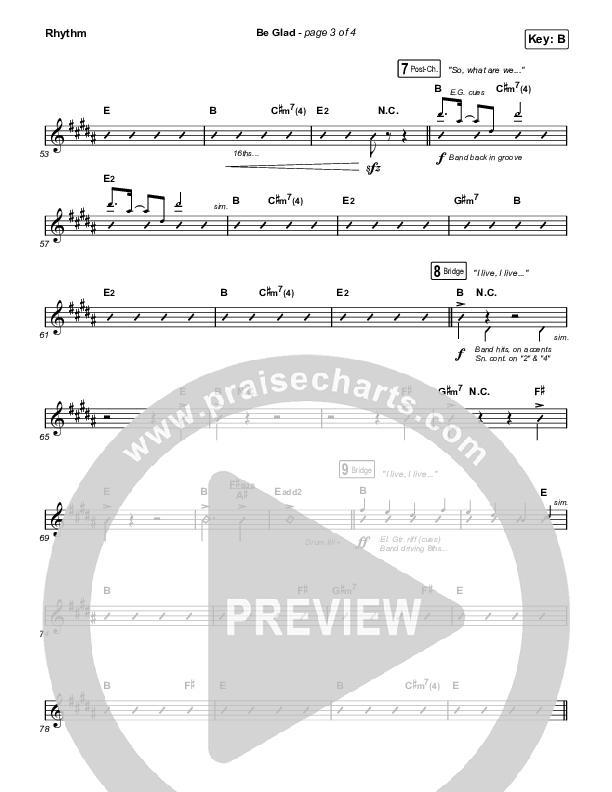 Be Glad Rhythm Chart (Cody Carnes)