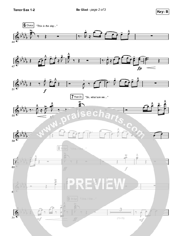 Be Glad Tenor Sax 1/2 (Cody Carnes)