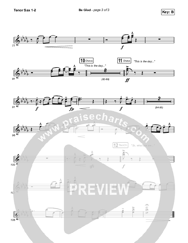 Be Glad Tenor Sax 1/2 (Cody Carnes)