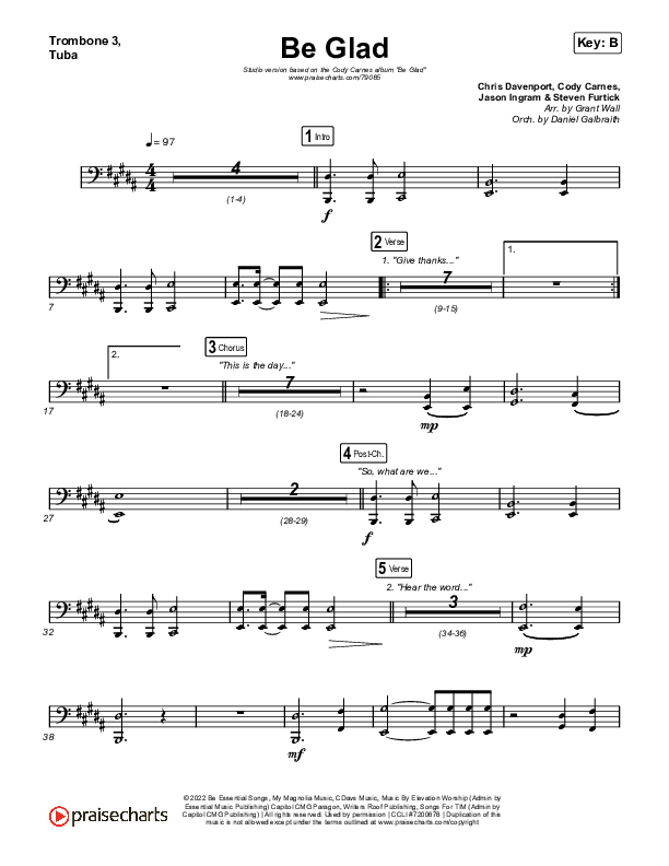 Be Glad Trombone 3/Tuba (Cody Carnes)