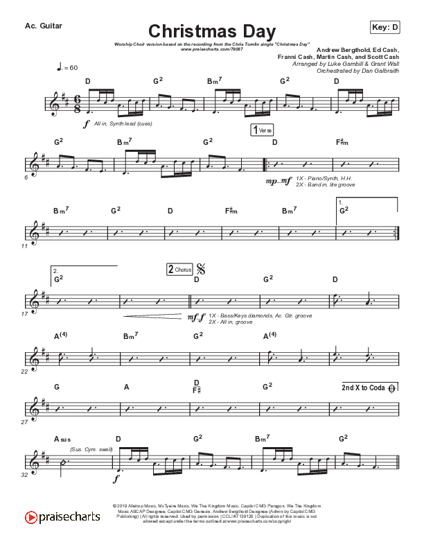 Christmas Day (Worship Choir SAB) Acoustic Guitar (Chris Tomlin / We The Kingdom / Arr. Luke Gambill)