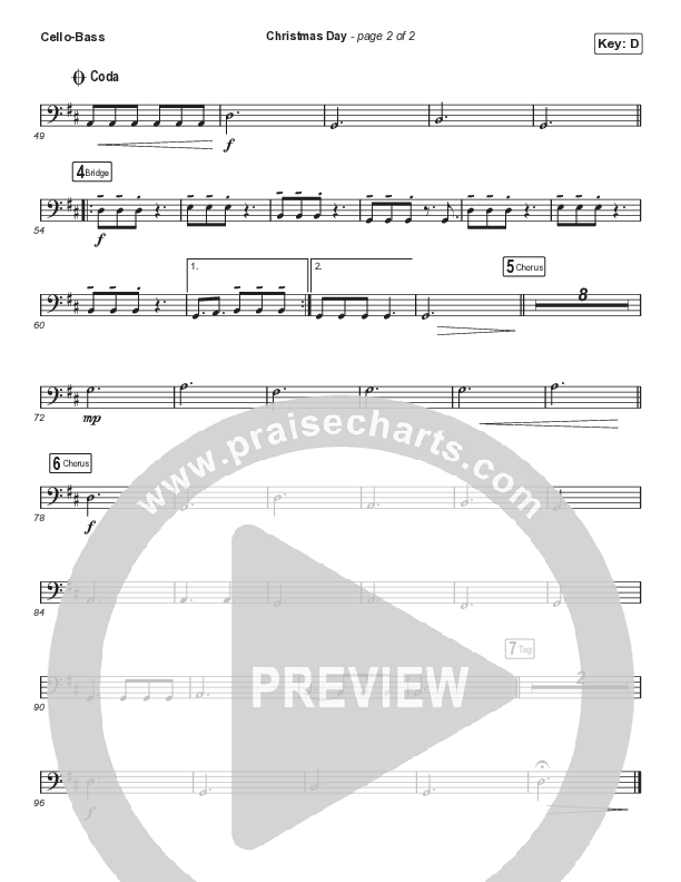 Christmas Day (Worship Choir SAB) Cello/Bass (Chris Tomlin / We The Kingdom / Arr. Luke Gambill)