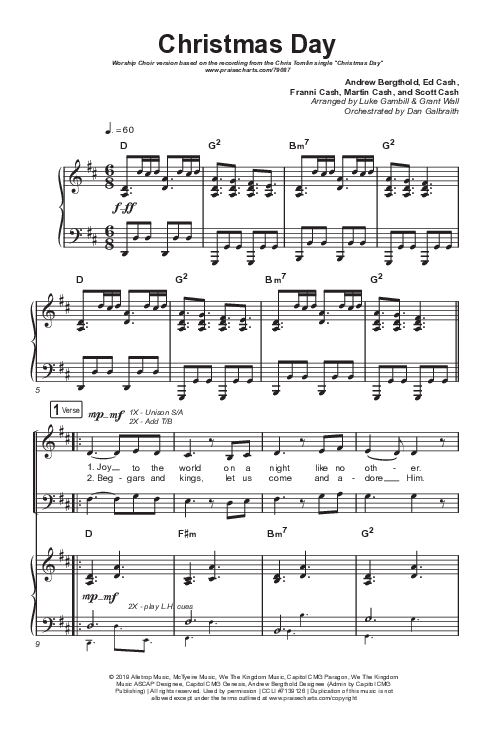 Christmas Day (Worship Choir SAB) Octavo (SAB & Pno) (Chris Tomlin / We The Kingdom / Arr. Luke Gambill)