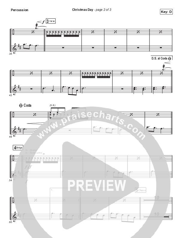 Christmas Day (Worship Choir SAB) Percussion (Chris Tomlin / We The Kingdom / Arr. Luke Gambill)