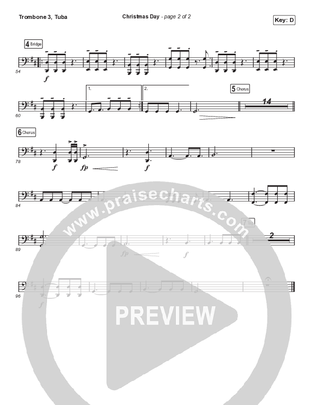 Christmas Day (Worship Choir SAB) Trombone 3/Tuba (Chris Tomlin / We The Kingdom / Arr. Luke Gambill)