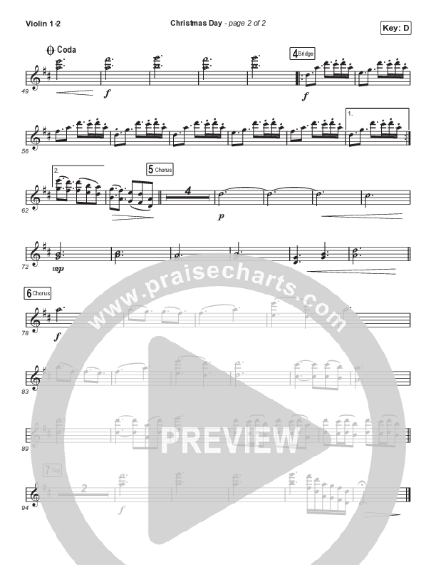 Christmas Day (Worship Choir SAB) Violin 1/2 (Chris Tomlin / We The Kingdom / Arr. Luke Gambill)