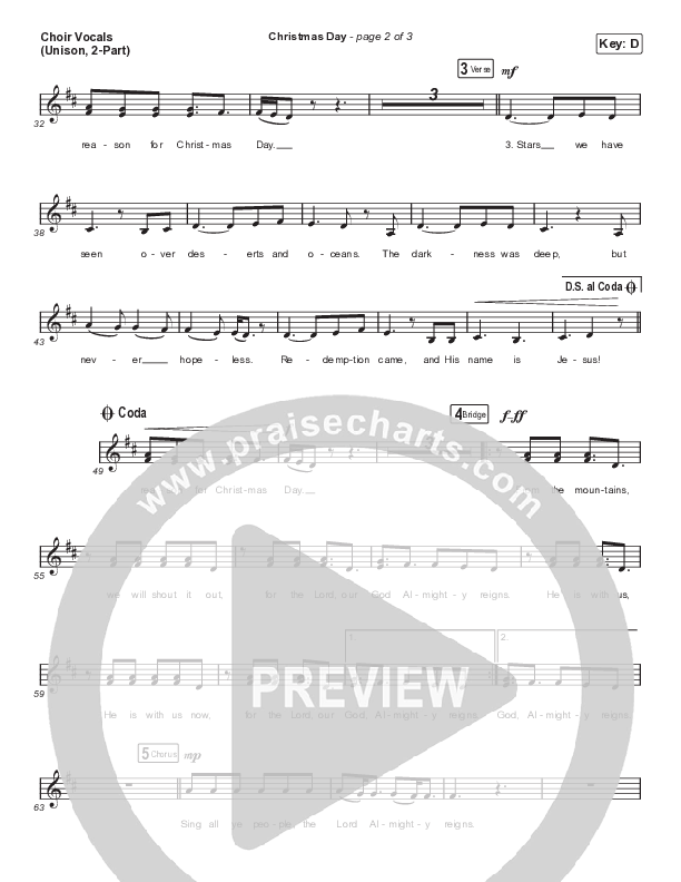 Christmas Day (Unison/2-Part Choir) Choir Vocals (Uni/2-Part) (Chris Tomlin / We The Kingdom / Arr. Luke Gambill)