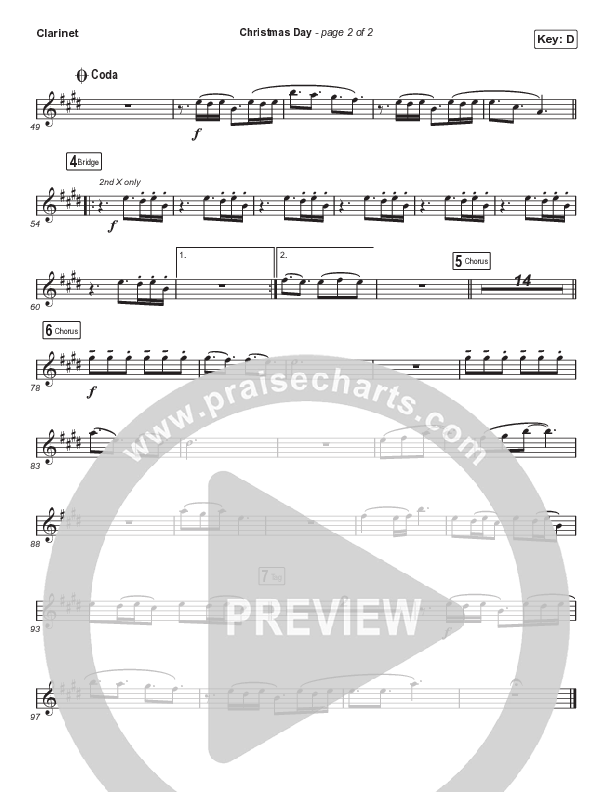 Christmas Day (Unison/2-Part Choir) Clarinet (Chris Tomlin / We The Kingdom / Arr. Luke Gambill)