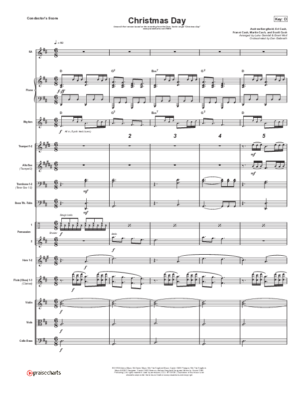 Christmas Day (Unison/2-Part Choir) Conductor's Score (Chris Tomlin / We The Kingdom / Arr. Luke Gambill)