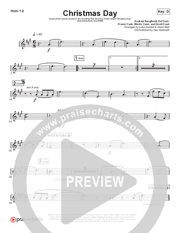 Christmas Day (Unison/2-Part Choir) Brass Pack (Chris Tomlin / We The Kingdom / Arr. Luke Gambill)