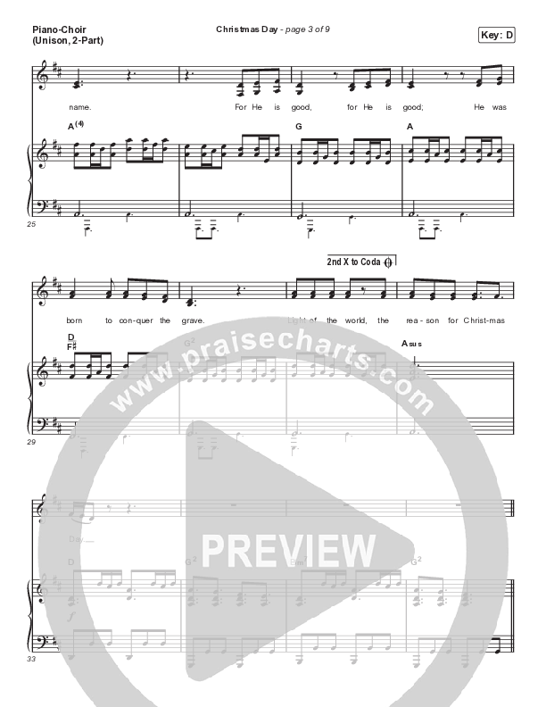 Christmas Day (Unison/2-Part Choir) Piano/Choir  (Uni/2-Part) (Chris Tomlin / We The Kingdom / Arr. Luke Gambill)