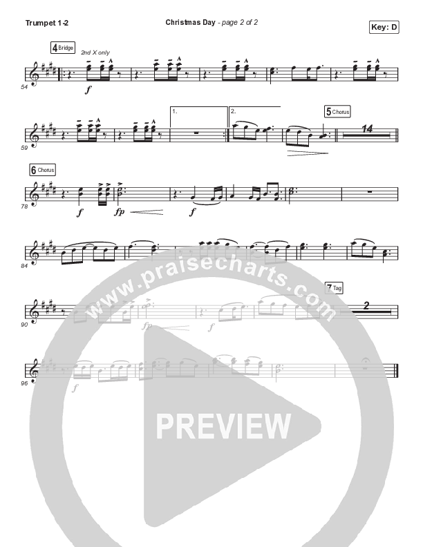 Christmas Day (Unison/2-Part Choir) Trumpet 1,2 (Chris Tomlin / We The Kingdom / Arr. Luke Gambill)