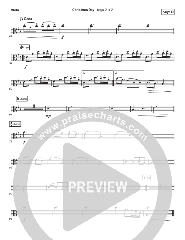 Christmas Day (Unison/2-Part Choir) Viola (Chris Tomlin / We The Kingdom / Arr. Luke Gambill)