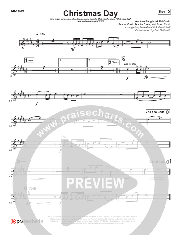 Christmas Day (Sing It Now SATB) Alto Sax (Chris Tomlin / We The Kingdom / Arr. Luke Gambill)