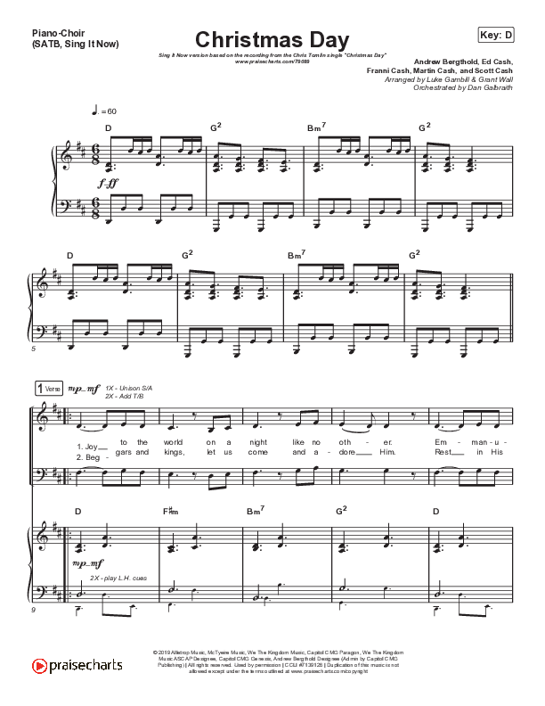 Christmas Day (Sing It Now SATB) Piano/Choir (SATB) (Chris Tomlin / We The Kingdom / Arr. Luke Gambill)