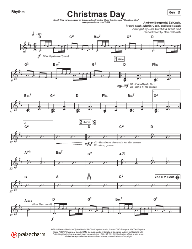 Christmas Day (Sing It Now SATB) Rhythm Pack (Chris Tomlin / We The Kingdom / Arr. Luke Gambill)