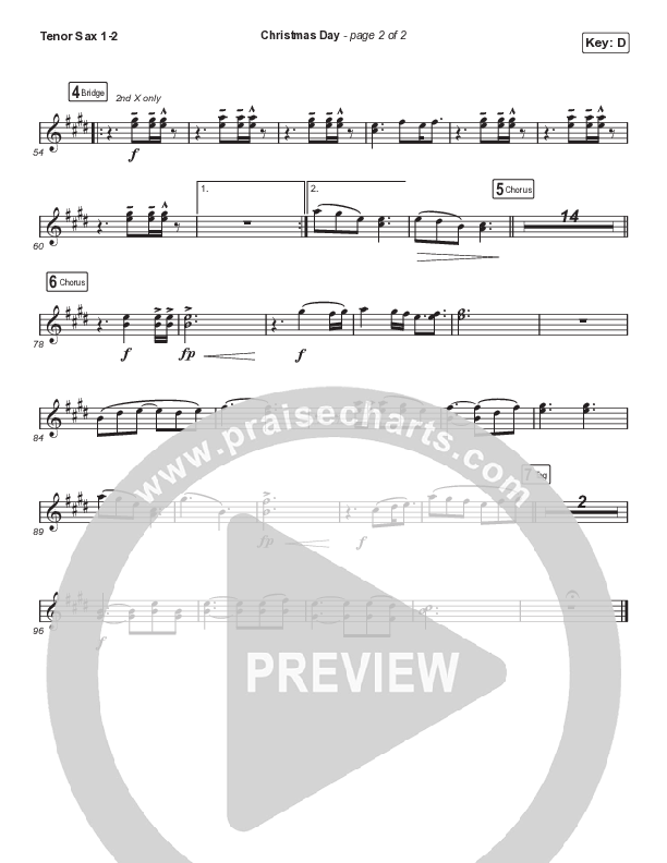 Christmas Day (Sing It Now SATB) Tenor Sax 1/2 (Chris Tomlin / We The Kingdom / Arr. Luke Gambill)