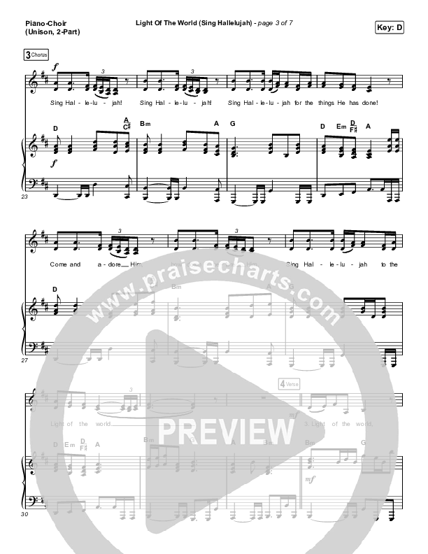 Light Of The World (Sing Hallelujah) (Unison/2-Part Choir) Piano/Choir (Uni/2-Part) (We The Kingdom / Arr. Luke Gambill)