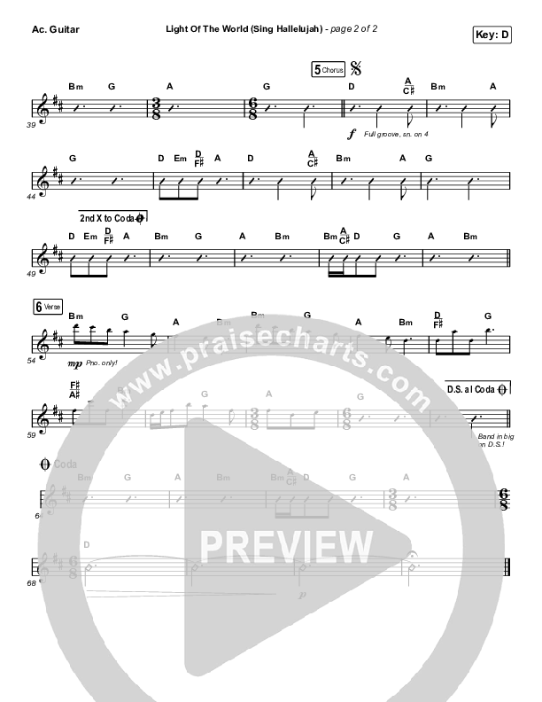 Light Of The World (Sing Hallelujah) (Worship Choir SAB) Acoustic Guitar (We The Kingdom / Arr. Luke Gambill)