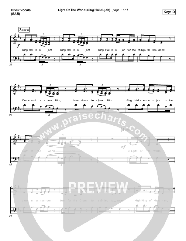Light Of The World (Sing Hallelujah) (Worship Choir SAB) Choir Sheet (SAB) (We The Kingdom / Arr. Luke Gambill)