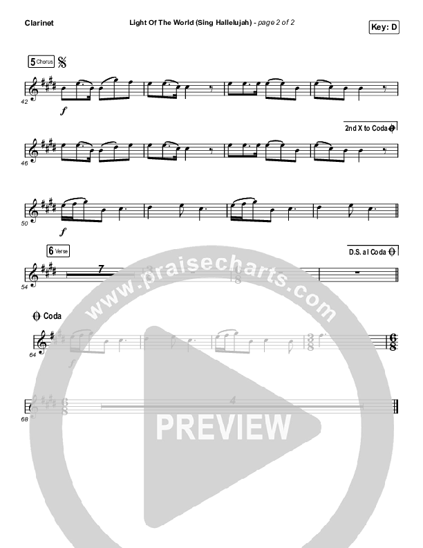 Light Of The World (Sing Hallelujah) (Worship Choir SAB) Clarinet (We The Kingdom / Arr. Luke Gambill)