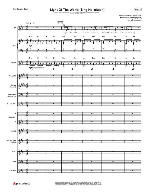 Light Of The World (Sing Hallelujah) (Worship Choir SAB) Conductor's Score (We The Kingdom / Arr. Luke Gambill)