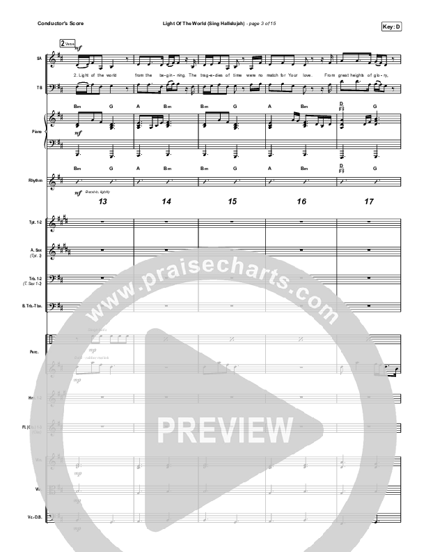 Light Of The World (Sing Hallelujah) (Worship Choir SAB) Conductor's Score (We The Kingdom / Arr. Luke Gambill)