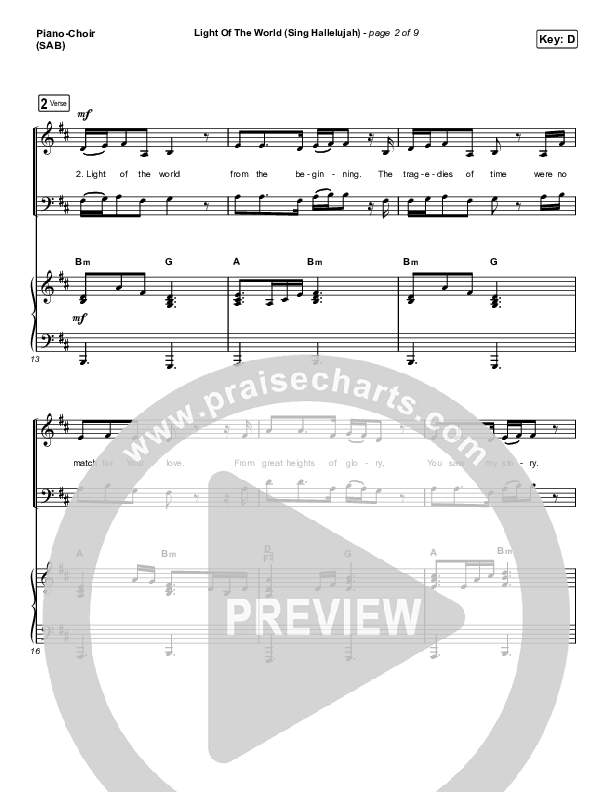 Light Of The World (Sing Hallelujah) (Worship Choir SAB) Piano/Choir (SAB) (We The Kingdom / Arr. Luke Gambill)