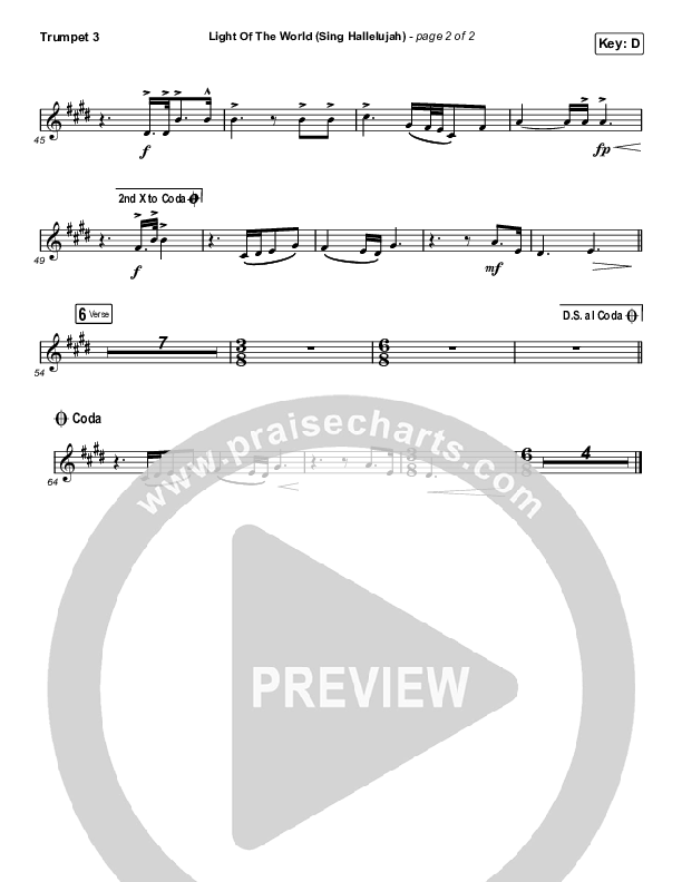 Light Of The World (Sing Hallelujah) (Worship Choir SAB) Trumpet 3 (We The Kingdom / Arr. Luke Gambill)