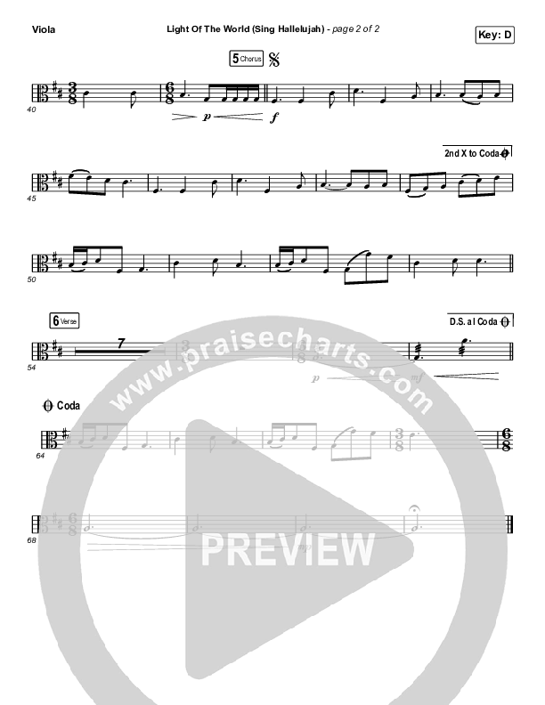 Light Of The World (Sing Hallelujah) (Worship Choir SAB) Viola (We The Kingdom / Arr. Luke Gambill)