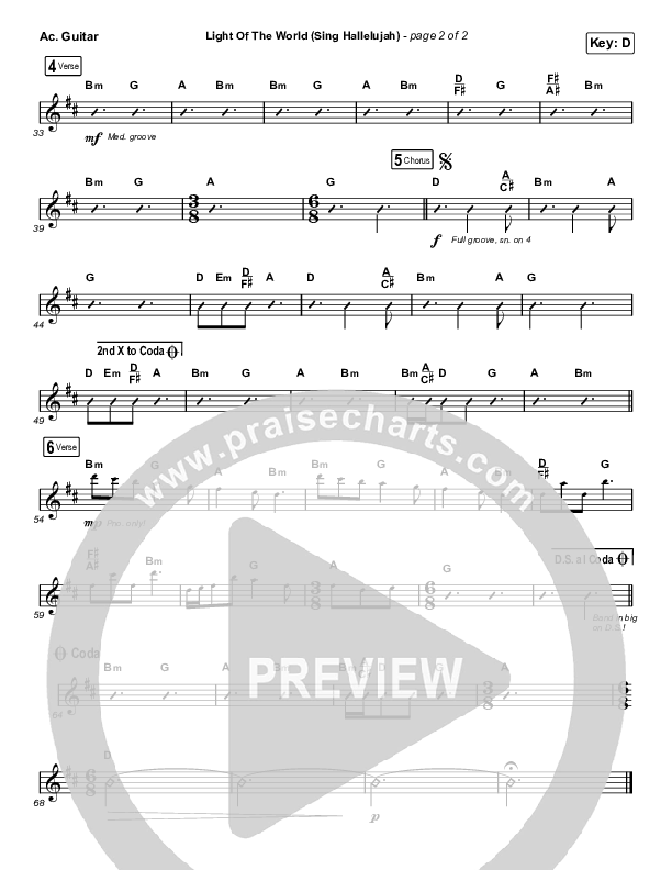 Light Of The World (Sing Hallelujah) (Sing It Now SATB) Acoustic Guitar (We The Kingdom / Arr. Luke Gambill)