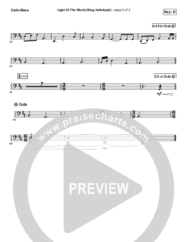 Light Of The World (Sing Hallelujah) (Sing It Now SATB) Cello/Bass (We The Kingdom / Arr. Luke Gambill)