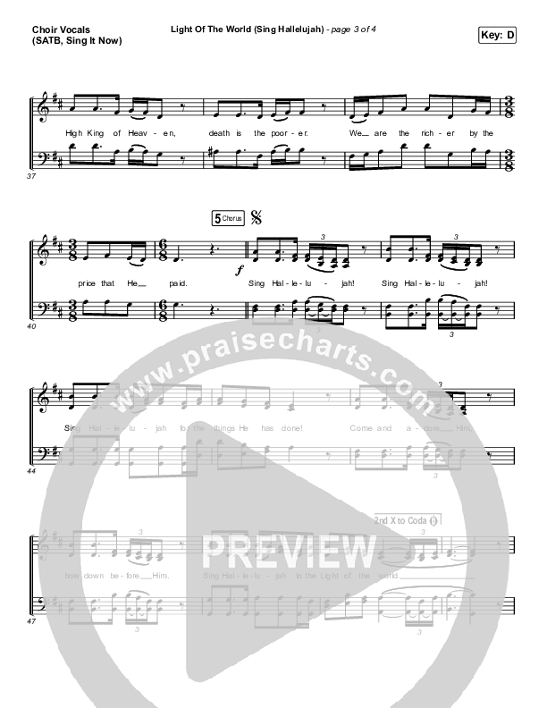 Light Of The World (Sing Hallelujah) (Sing It Now SATB) Choir Sheet (SATB) (We The Kingdom / Arr. Luke Gambill)