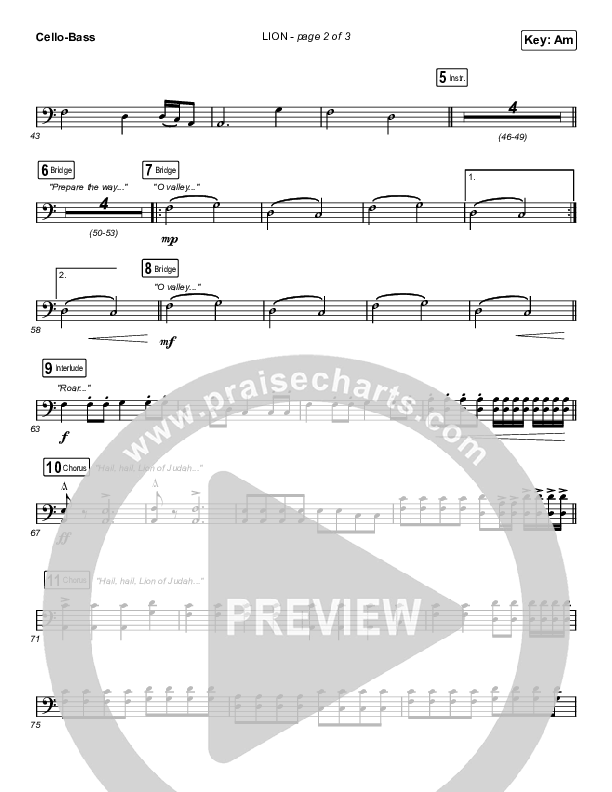 LION (Sing It Now SATB) Cello/Bass (Elevation Worship / Chris Brown / Brandon Lake / Arr. Mason Brown)