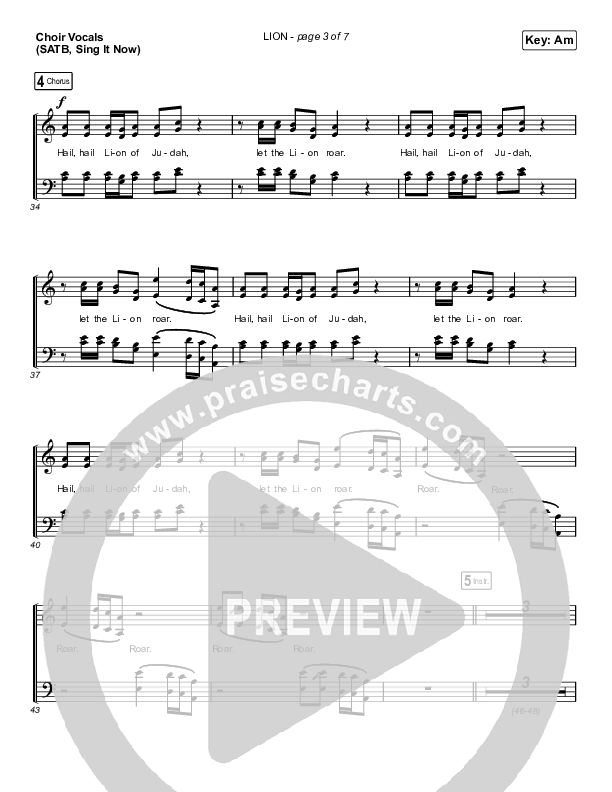 LION (Sing It Now SATB) Choir Sheet (SATB) (Elevation Worship / Chris Brown / Brandon Lake / Arr. Mason Brown)