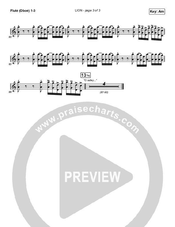 LION (Sing It Now SATB) Flute/Oboe 1/2/3 (Elevation Worship / Chris Brown / Brandon Lake / Arr. Mason Brown)