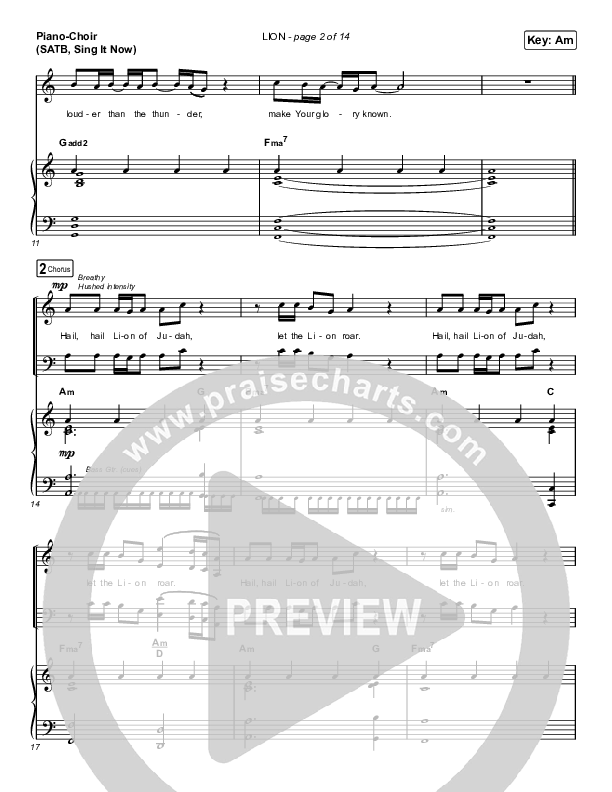 LION (Sing It Now SATB) Piano/Choir (SATB) (Elevation Worship / Chris Brown / Brandon Lake / Arr. Mason Brown)