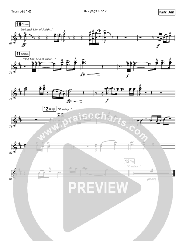 LION (Sing It Now SATB) Trumpet 1,2 (Elevation Worship / Chris Brown / Brandon Lake / Arr. Mason Brown)