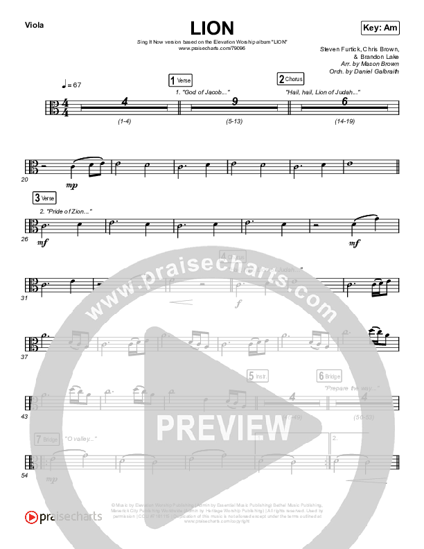 LION (Sing It Now SATB) Viola (Elevation Worship / Chris Brown / Brandon Lake / Arr. Mason Brown)