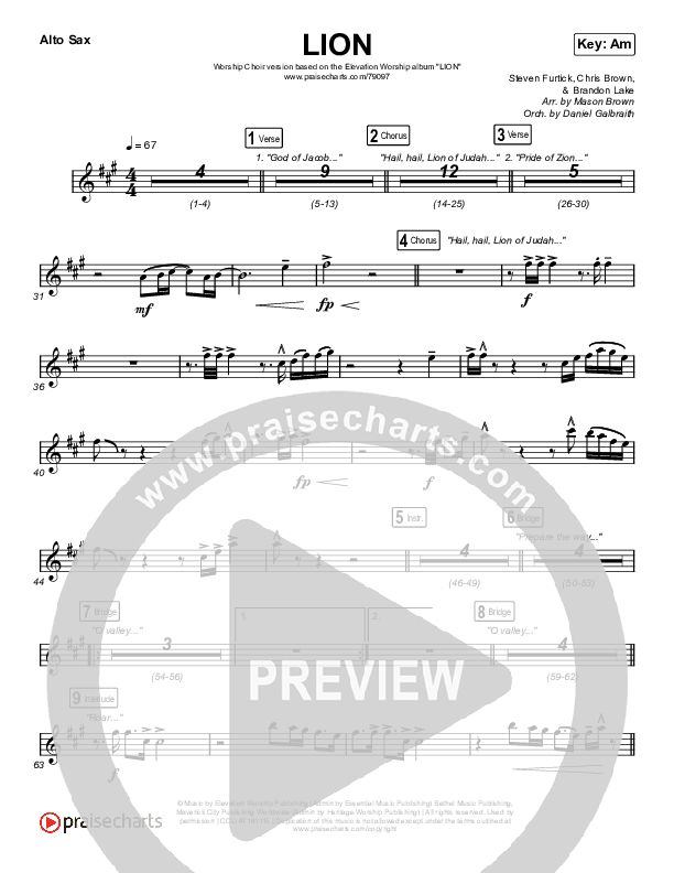 LION (Worship Choir SAB) Sax Pack (Elevation Worship / Chris Brown / Brandon Lake / Arr. Mason Brown)