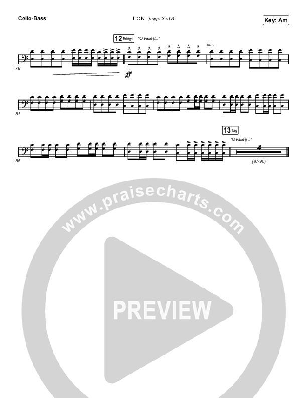 LION (Worship Choir SAB) Cello/Bass (Elevation Worship / Chris Brown / Brandon Lake / Arr. Mason Brown)