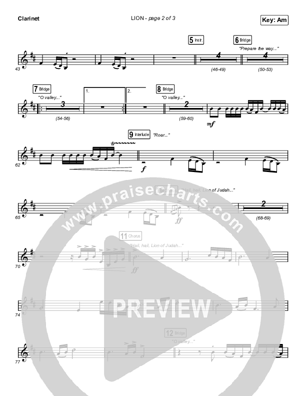 LION (Worship Choir SAB) Clarinet (Elevation Worship / Chris Brown / Brandon Lake / Arr. Mason Brown)