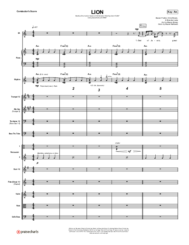 LION (Worship Choir SAB) Conductor's Score (Elevation Worship / Chris Brown / Brandon Lake / Arr. Mason Brown)