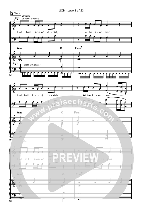 LION (Worship Choir SAB) Octavo (SAB & Pno) (Elevation Worship / Chris Brown / Brandon Lake / Arr. Mason Brown)