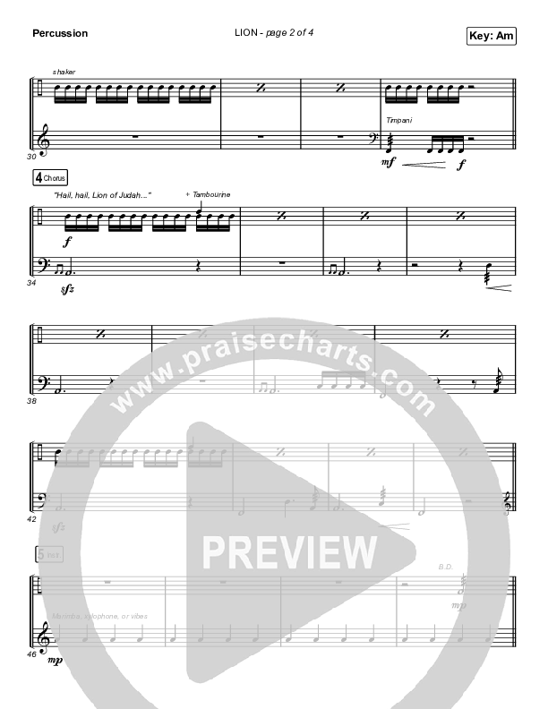 LION (Worship Choir SAB) Percussion (Elevation Worship / Chris Brown / Brandon Lake / Arr. Mason Brown)