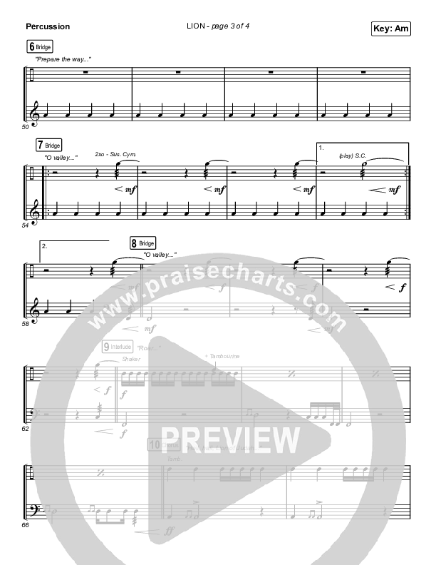 LION (Worship Choir SAB) Percussion (Elevation Worship / Chris Brown / Brandon Lake / Arr. Mason Brown)