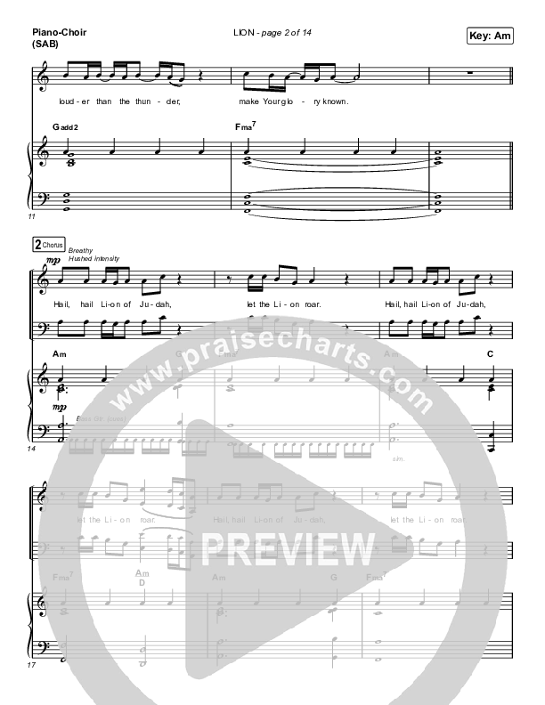 LION (Worship Choir SAB) Piano/Choir (SAB) (Elevation Worship / Chris Brown / Brandon Lake / Arr. Mason Brown)