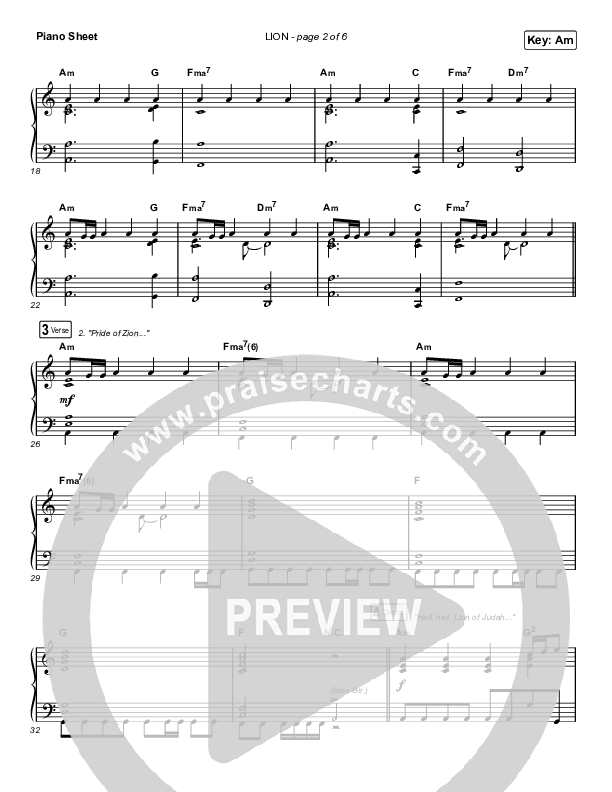 LION (Worship Choir SAB) Piano Sheet (Elevation Worship / Chris Brown / Brandon Lake / Arr. Mason Brown)